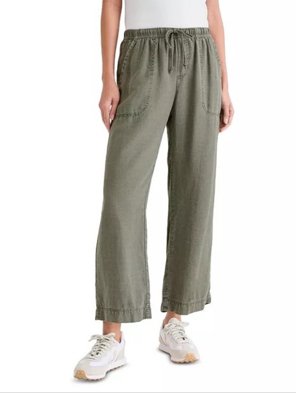 Splendid Angie Crop Wide Leg Pants - Soft Vintage Olive - NWOT Large